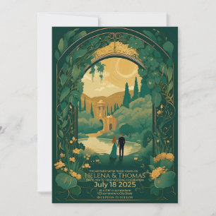 Braut und Bräutigam mit braunem Haar Einladung