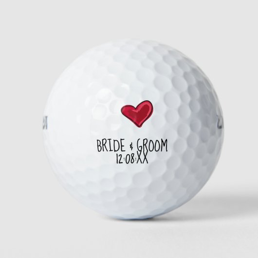 Braut und Bräutigam mit Datum mit Liebe Golfball (Vorderseite)