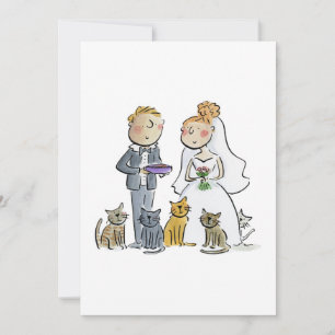 Braut und Bräutigam mit Katzen Einladung