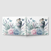 Braut und Bräutigam mit Peonies, Lavendel Gästebuch (Voll)