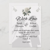 Braut und Bräutigam mit Rose zum Hochzeitsfeiern Einladung (Vorne/Hinten)