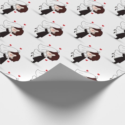 Braut und Bräutigam mit rotem Herzen Geschenkpapier (Ecke)