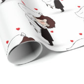 Braut und Bräutigam mit rotem Herzen Geschenkpapier (Rolleneckpunkt)