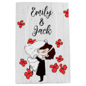 Braut und Bräutigam mit roten Blume Mittlere Geschenktüte (Vorderseite)