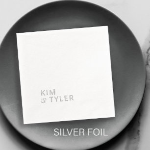 Braut und Bräutigam Namen einfache Typografie Hoch Servietten Mit Folie