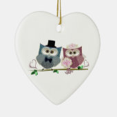 Braut-und Bräutigam-niedliche Eulen-Kunst Keramik Ornament (Rechts)