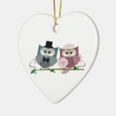 Braut-und Bräutigam-niedliche Eulen-Kunst Keramik Ornament (Links)