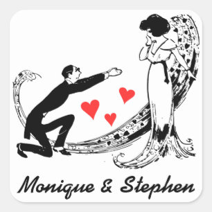 Braut und Bräutigam personalisierter Hochzeitsaufk Quadratischer Aufkleber