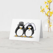 Braut-und Bräutigam-Pinguine Karte (Gelbe Blume)