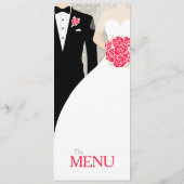 Braut und Bräutigam rotes Brautmenü Menükarte (Rückseite)