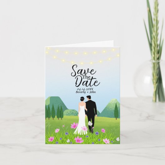 Braut und Bräutigam Save the Date Einladung Hochze (Vorderseite)