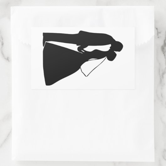 Braut- und Bräutigam-Silhouette Rechteckiger Aufkleber (Tasche)