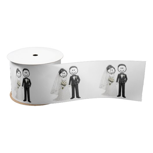 Braut und Bräutigam Stickfiguren Satinband (Spule)