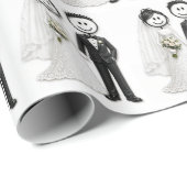 Braut und Bräutigam Strichfiguren Geschenkpapier (Rolleneckpunkt)