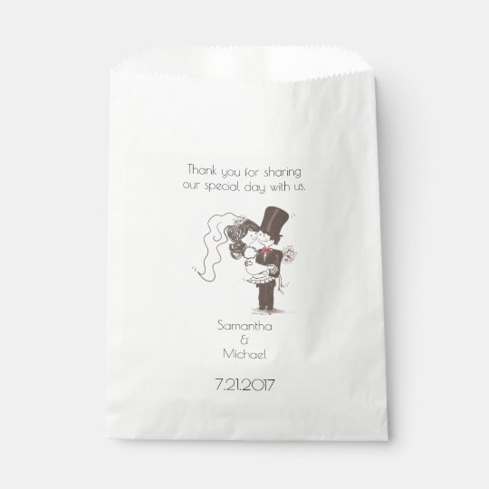 Braut-und Bräutigam-weiße Bevorzugungs-Tasche Geschenktütchen
