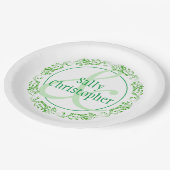 Braut und Bräutigams Namen zusammen Pappteller (Schrägansicht)