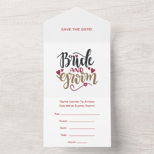 Braut und Erbe nach dem Party All In One Einladung (Innen)