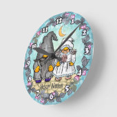 Braut und Gärnome Runde Wanduhr (Winkel)
