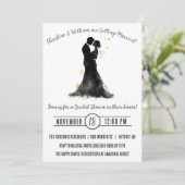 Braut und Goom-Silhouette, einfarbiges Brautparty Einladung (Stehend Vorderseite)