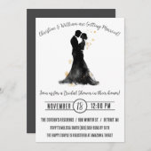 Braut und Goom-Silhouette, einfarbiges Brautparty Einladung (Vorne/Hinten)