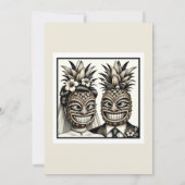 Braut und Groom Aloha Pineaple Tiki Kopfhochzeit Einladung (Rückseite)