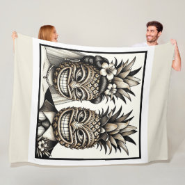 Braut und Groom Aloha Pineaple Tiki Kopfhochzeit Fleecedecke