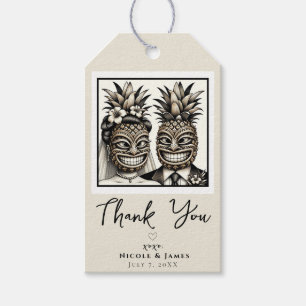 Braut und Groom Aloha Pineaple Tiki Kopfhochzeit Geschenkanhänger
