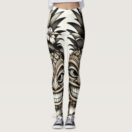 Braut und Groom Aloha Pineaple Tiki Kopfhochzeit Leggings