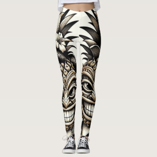 Braut und Groom Aloha Pineaple Tiki Kopfhochzeit Leggings