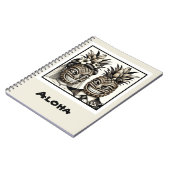 Braut und Groom Aloha Pineaple Tiki Kopfhochzeit Notizblock (Linke Seite)