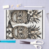 Braut und Groom Aloha Pineaple Tiki Kopfhochzeit Seidenpapier (Handwerk)