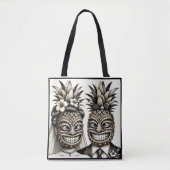 Braut und Groom Aloha Pineaple Tiki Kopfhochzeit Tasche (Vorderseite)