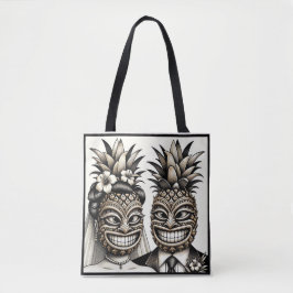 Braut und Groom Aloha Pineaple Tiki Kopfhochzeit Tasche
