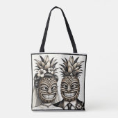 Braut und Groom Aloha Pineaple Tiki Kopfhochzeit Tasche (Rückseite)
