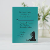 Braut und Groom Aquamarin Blue Wedding RSVP Karte (Stehend Vorderseite)