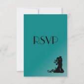 Braut und Groom Aquamarin Blue Wedding RSVP Karte (Rückseite)