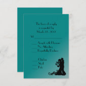 Braut und Groom Aquamarin Blue Wedding RSVP Karte (Vorne/Hinten)