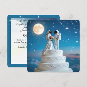 Braut und Groom Astronauten auf einer Hochzeitstor Einladung