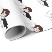 Braut und Groom auf Weiß Geschenkpapier (Rolleneckpunkt)