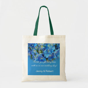 Braut und Groom blauen Blume Hochzeit danke Tragetasche