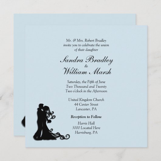 Braut und Groom Blue Hochzeit Einladung (Vorne/Hinten)