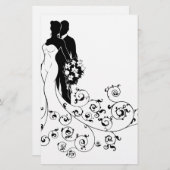 Braut und Groom Brautkleid Silhouette Briefpapier