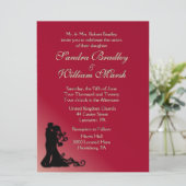 Braut und Groom Burgund Einladung (Stehend Vorderseite)