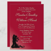 Braut und Groom Burgund Einladung (Vorne/Hinten)