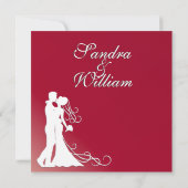 Braut und Groom Burgund Hochzeit Einladung (Rückseite)