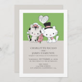 Braut und Groom Cat Themed Wedding Ankündigung (Vorne/Hinten)