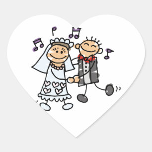 Braut und Groom Celebrate Wedding Hearts Herz-Aufkleber