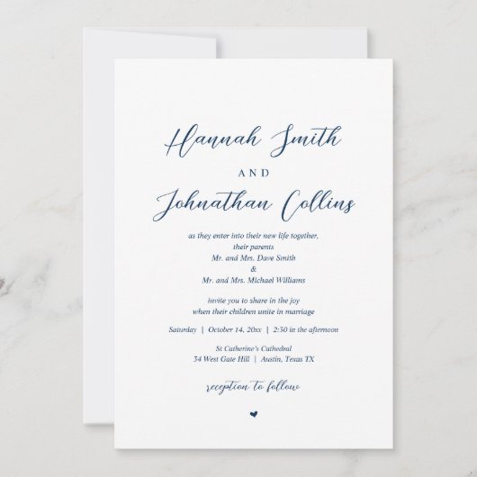 Braut und Groom Church Wedding, beide Eltern Einladung (Vorderseite)