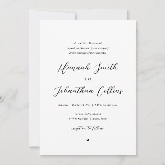 Braut und Groom Church Wedding, Brauteltern Einladung (Vorderseite)