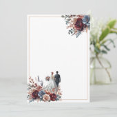 Braut und Groom Elegant Blank Floral Wedding Einladung (Stehend Vorderseite)